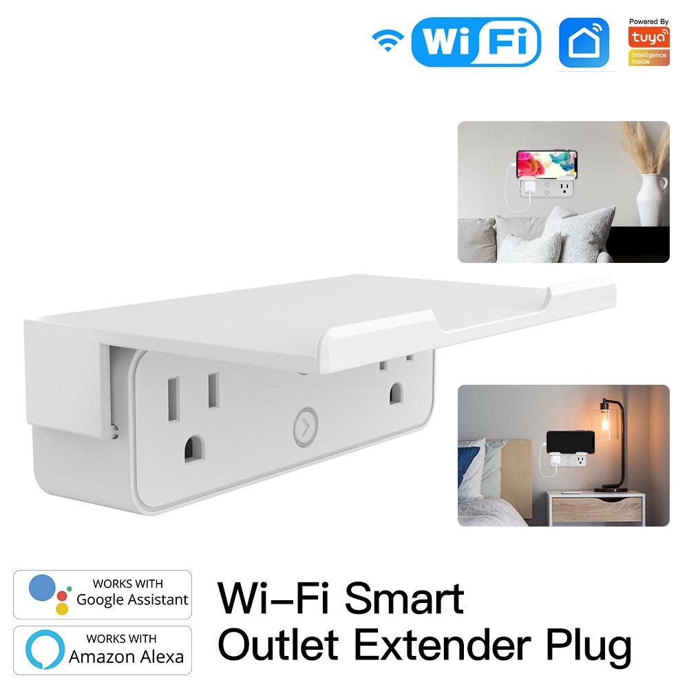 Wi-Fi Tuya Smart US Outlet Extender Multi Plug Socket Outlet Shelf with 2 Electrical Outlet Splitter Wall Plug Expander for Home Dorm with Nightlight Relay Status and Light Mode Adjustable Smart Life App Control Works with Alexa Google - Moes