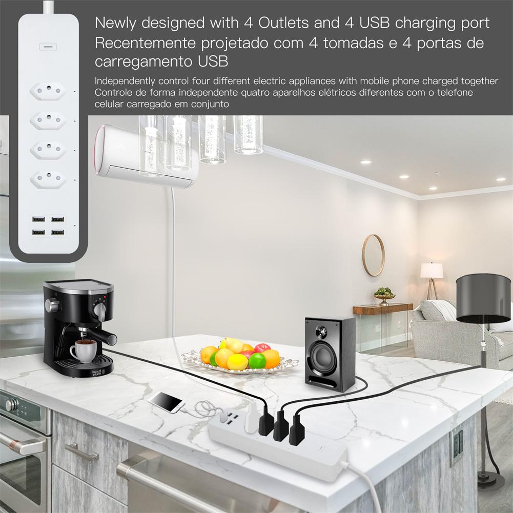 Smart Wifi Power Strip Surge Protector Multiple Sockets 4 Usb Port