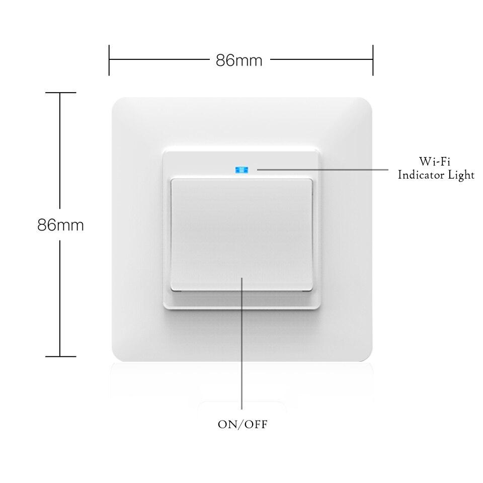 WiFi DE EU Smart Push Button 1 Gang Switch 2-Way Multi-control Removable Detachable White Black - Moes