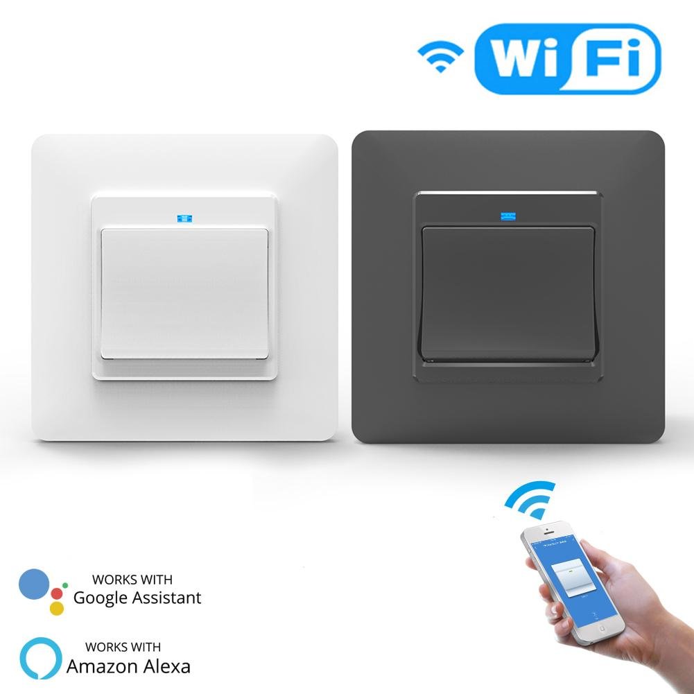 WiFi DE EU Smart Push Button 1 Gang Switch 2-Way Multi-control Removable Detachable White Black - Moes