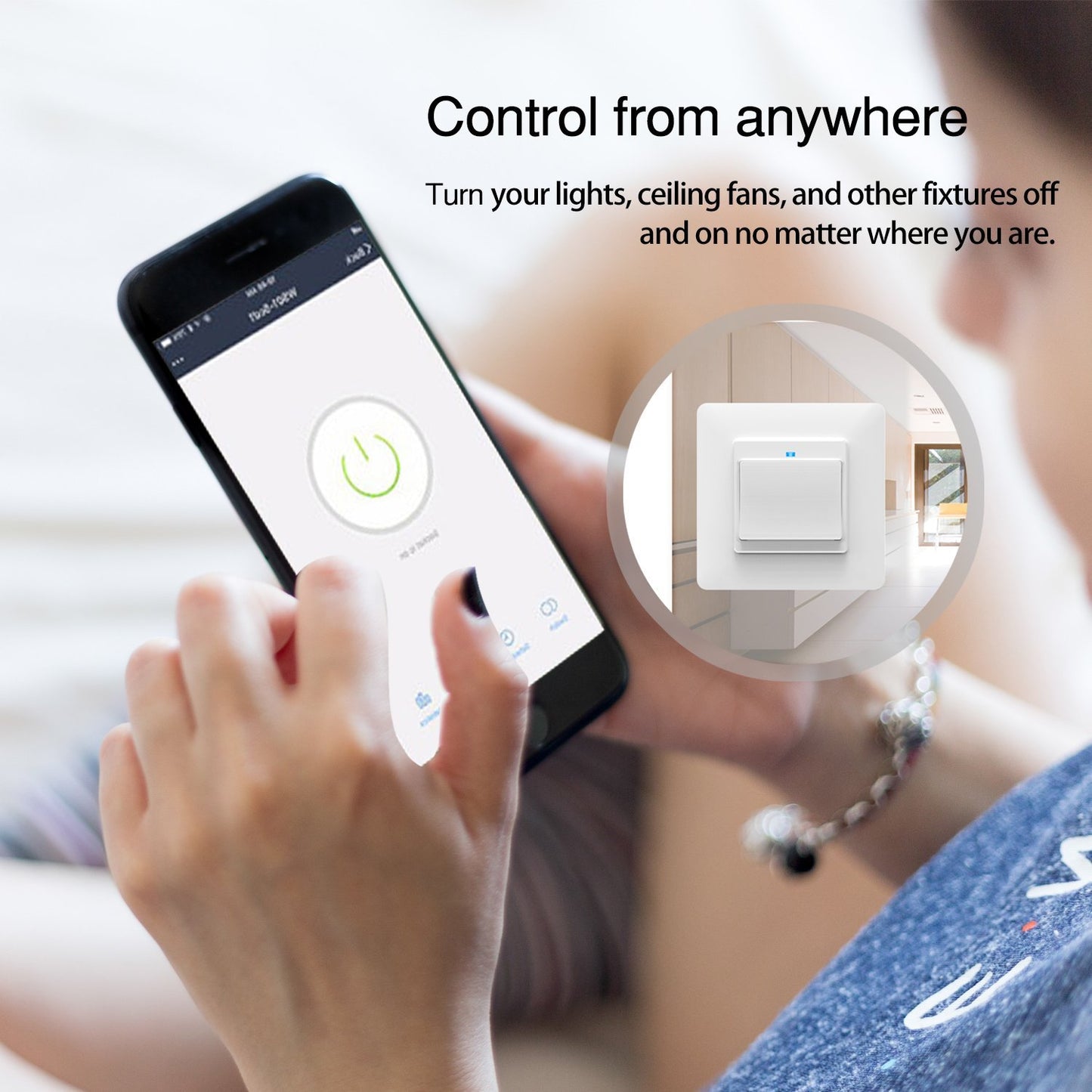 WiFi DE EU Smart Push Button 1 Gang Switch 2-Way Multi-control Removable Detachable White Black - Moes