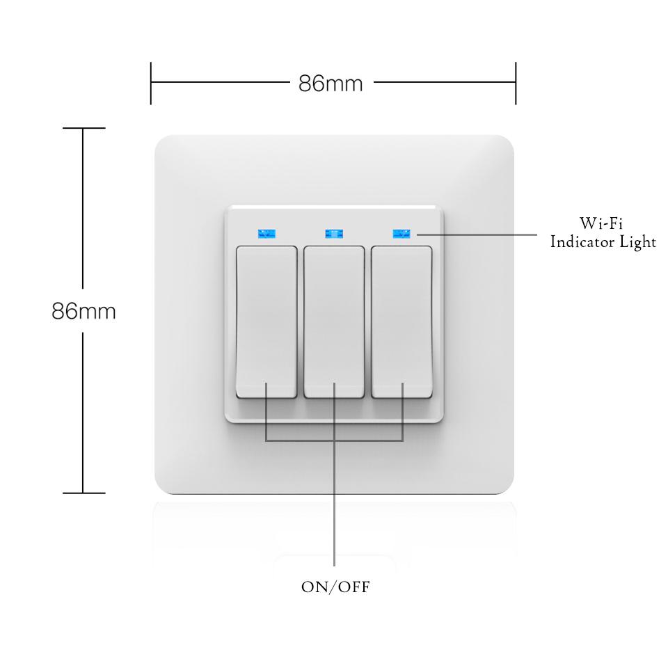 WiFi DE EU Smart Push Button 1/2/3 Gang Switch 2-Way Multi-control Removable Detachable White Black - Moes