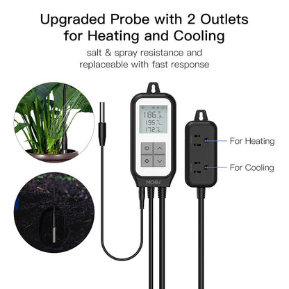 WiFi Digital Temperature Controller Thermostat Outlet Plug Heating and Cooling Mode Carboy Aquarium Home Brewing Incubation Fermentation Breeding Greenhouse Smart Life App Remote Monitoring 100-250V - Moes