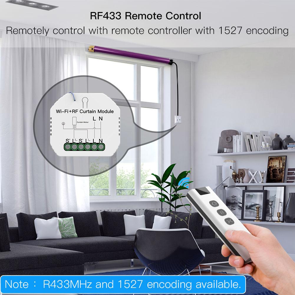 WiFi DIY RF433 Smart Curtain Switch Module for Electric Motorized Roller Blinds Shutter Motor - Moes