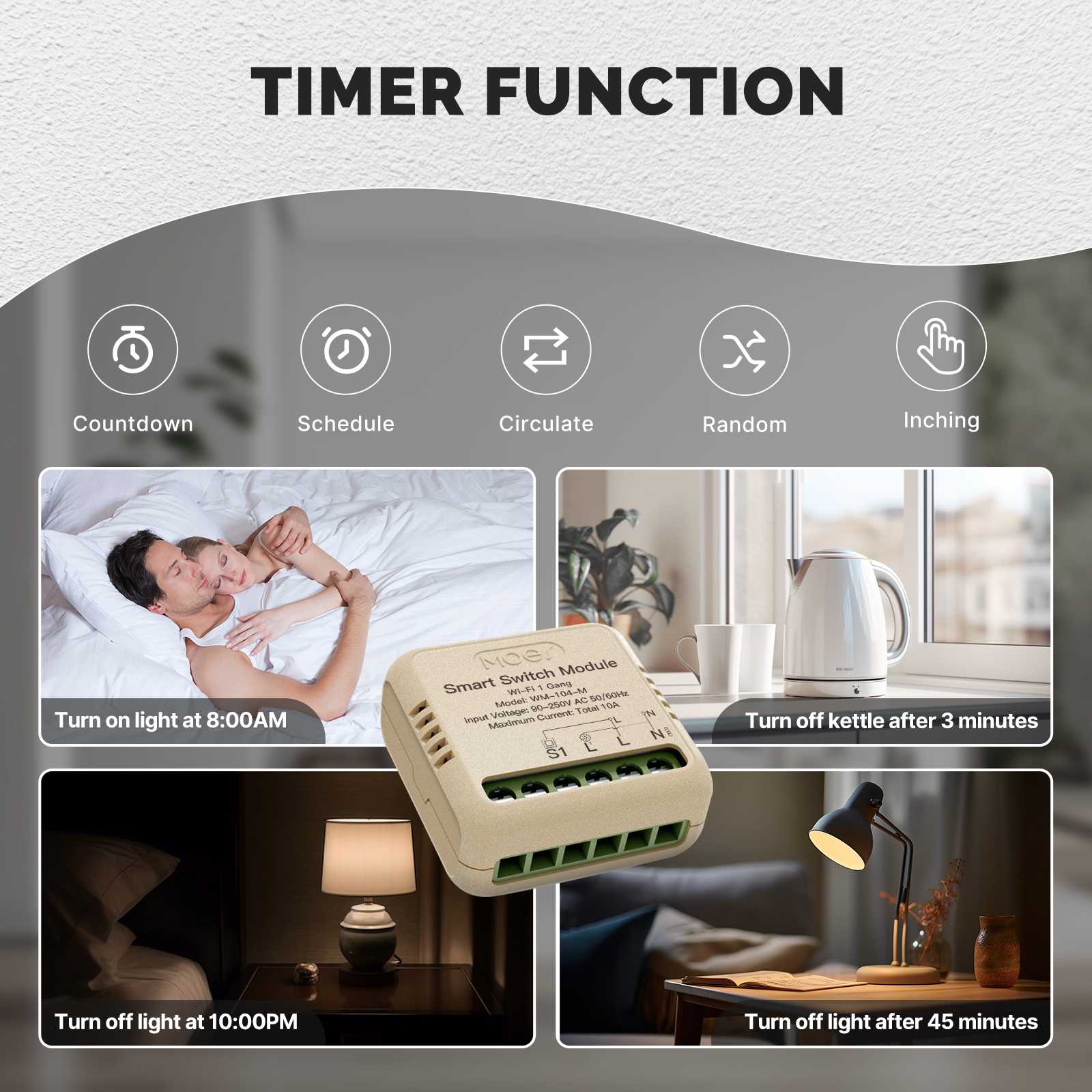 Switch Module With Timer WiFi Mini DIY Smart Light Switch Module Relay Timer 1/2 Gang – MOES