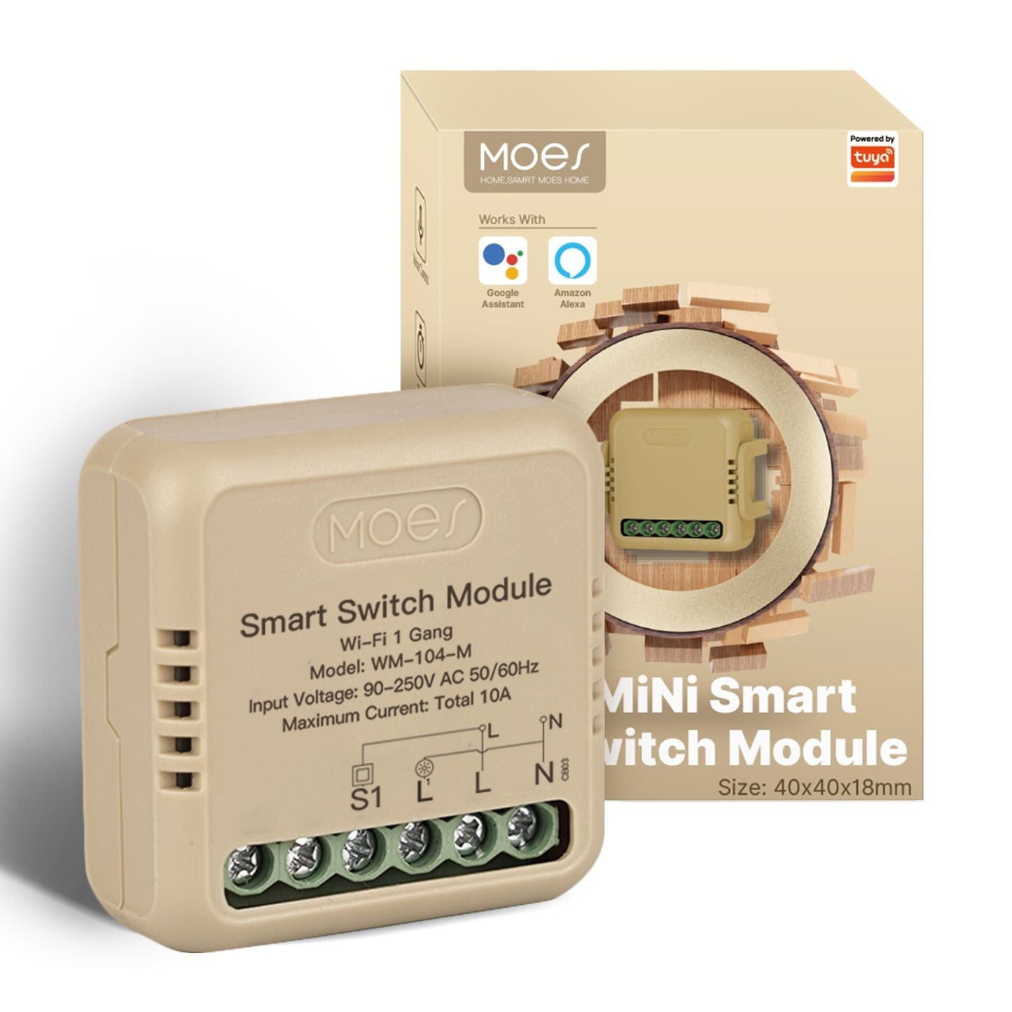 WiFi Mini DIY Smart Light Switch Module Relay Timer 1/2 Gang - MOES