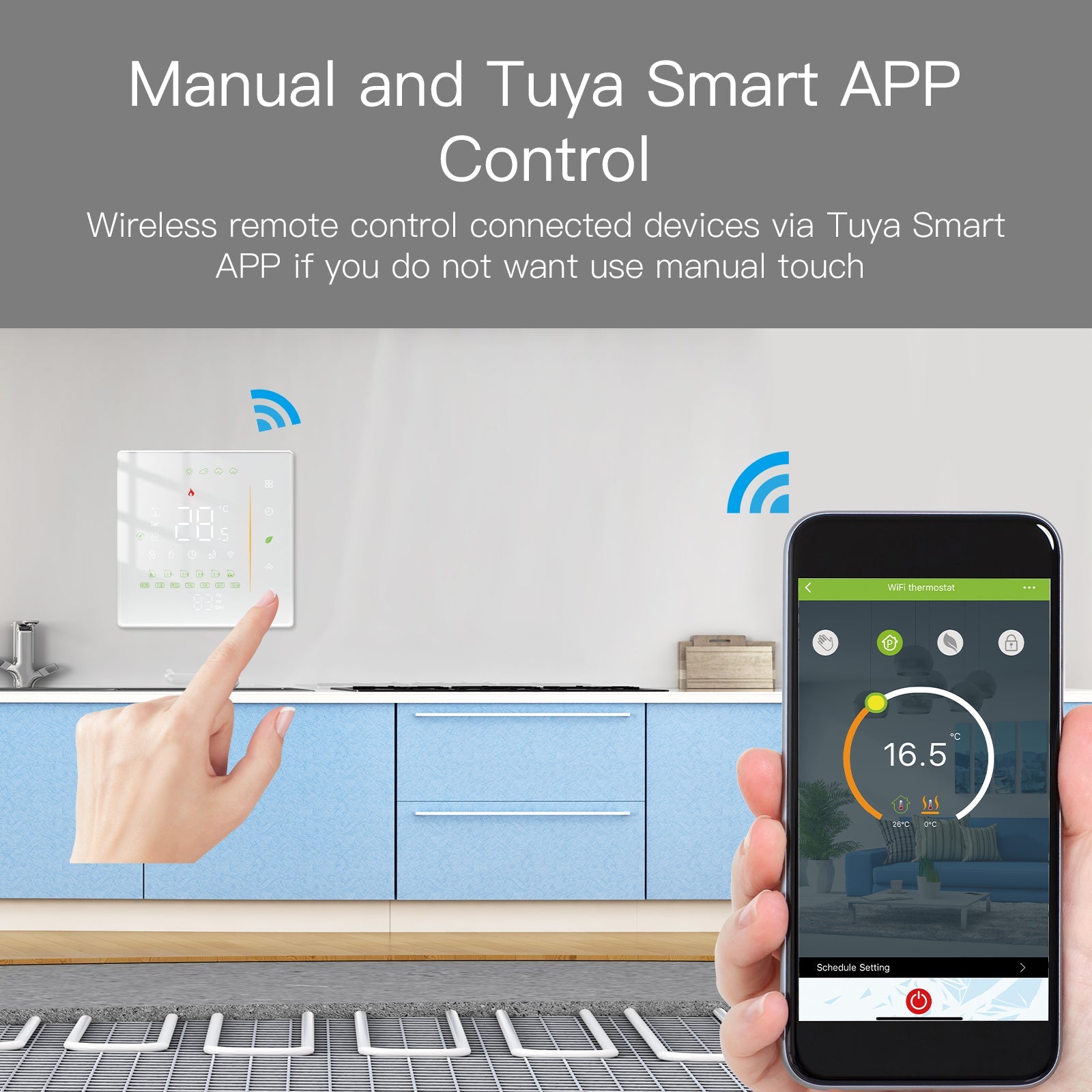 Tuya / Smart Life thermostat - underfloor heating, black