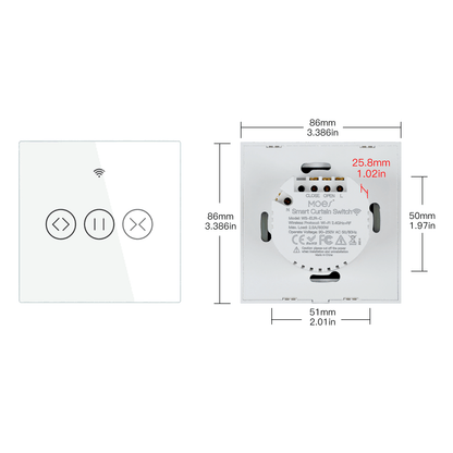 WiFi RF433 Smart Curtain Blinds Roller Shutter Touch Switch Single Pole Neutral Wire Required EU - MOES