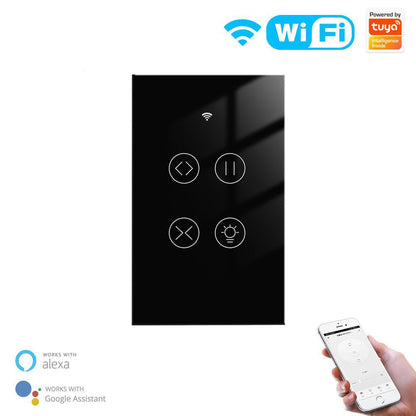 WiFi RF433 Smart Glass Panel Curtain Light Touch Switch Single Pole Neutral Wire Required US - MOES
