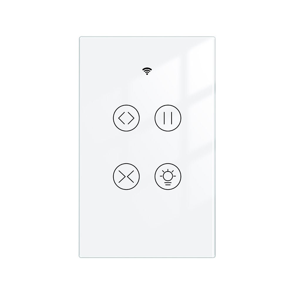 WiFi RF433 Smart Glass Panel Curtain Light Touch Switch Single Pole Neutral Wire Required US - MOES