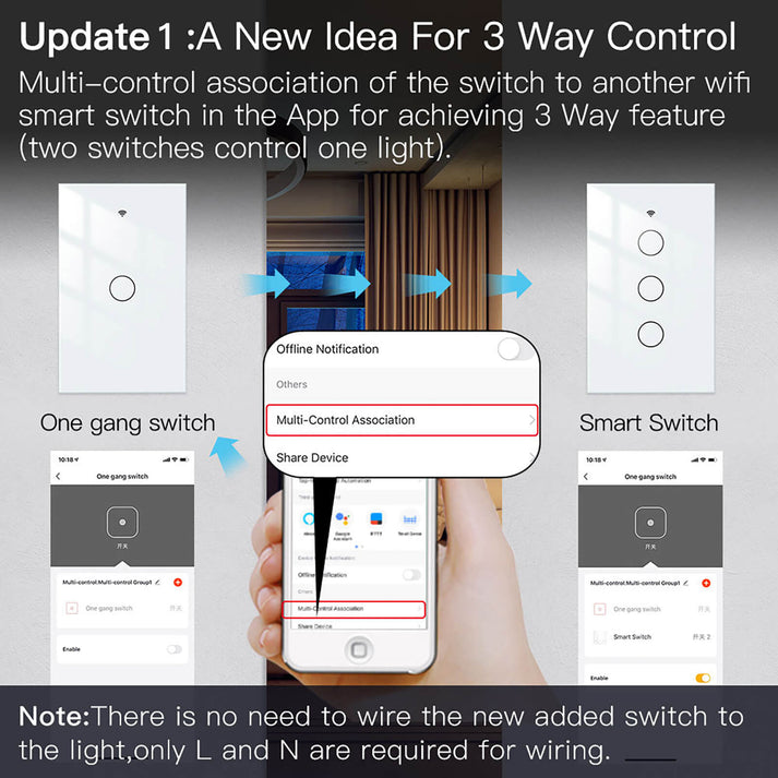 WiFi Controlled Glass Panel Light Switch|3 Way Smart Wall Switch Alexa ...
