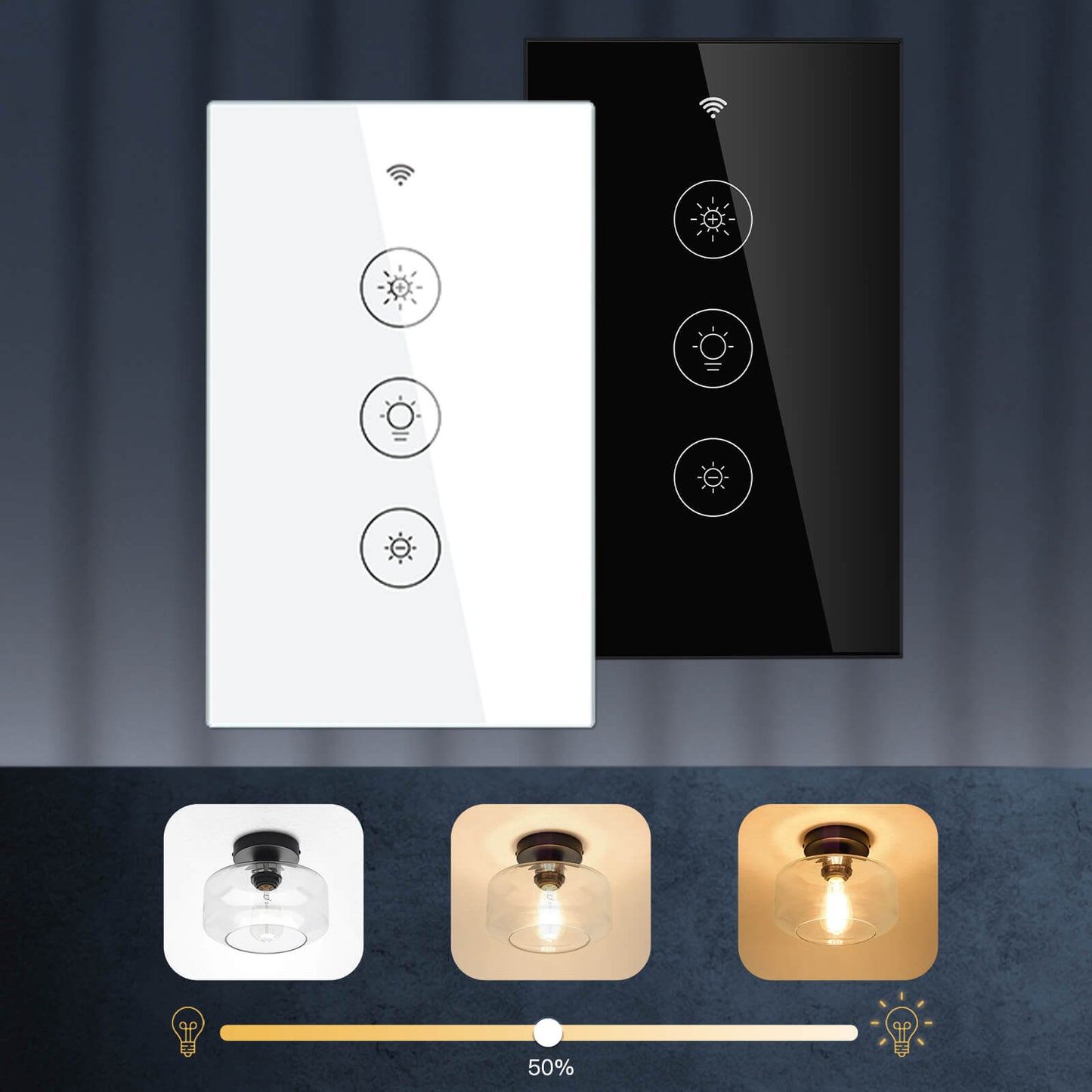 WiFi RF433 Smart Light Dimmer Glass Touch Switch - MOES
