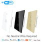 WiFi RF433 Smart Light Wall Touch Switch Single Pole 1/2/3/4 Gang US 220V - MOES