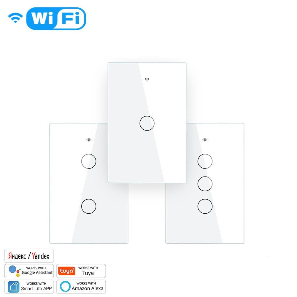 WiFi RF433 Smart Light Wall Touch Switch Single Pole 1/2/3/4 Gang US 220V - MOES