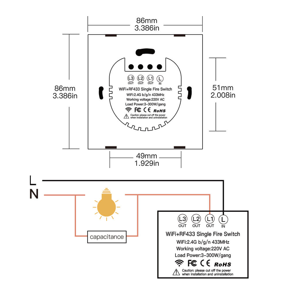 433MHZ RF Remote Control Switch Socket AC 220v European Standard