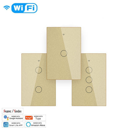 WiFi RF433 Smart Light Wall Touch Switch Single Pole 95-130V US Standard - MOES