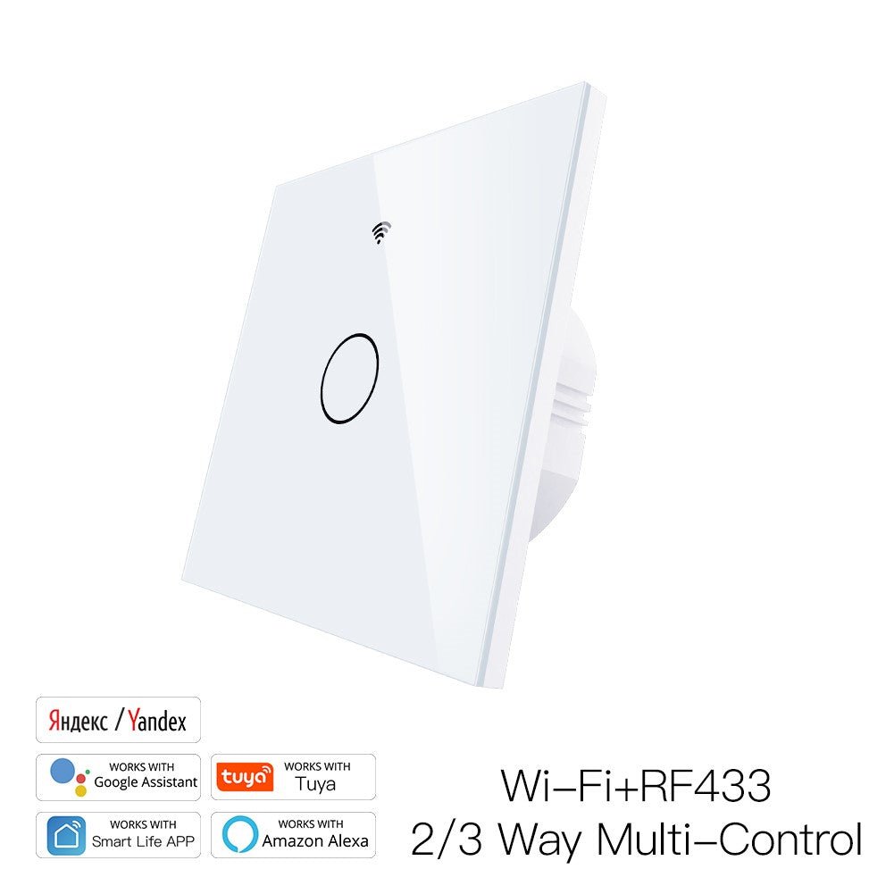 WiFi RF433 Smart Touch Switch 2/3 Way Smart Life/Tuya App Control,Alexa Google Home Voice Control 1 Gang EU - Moes