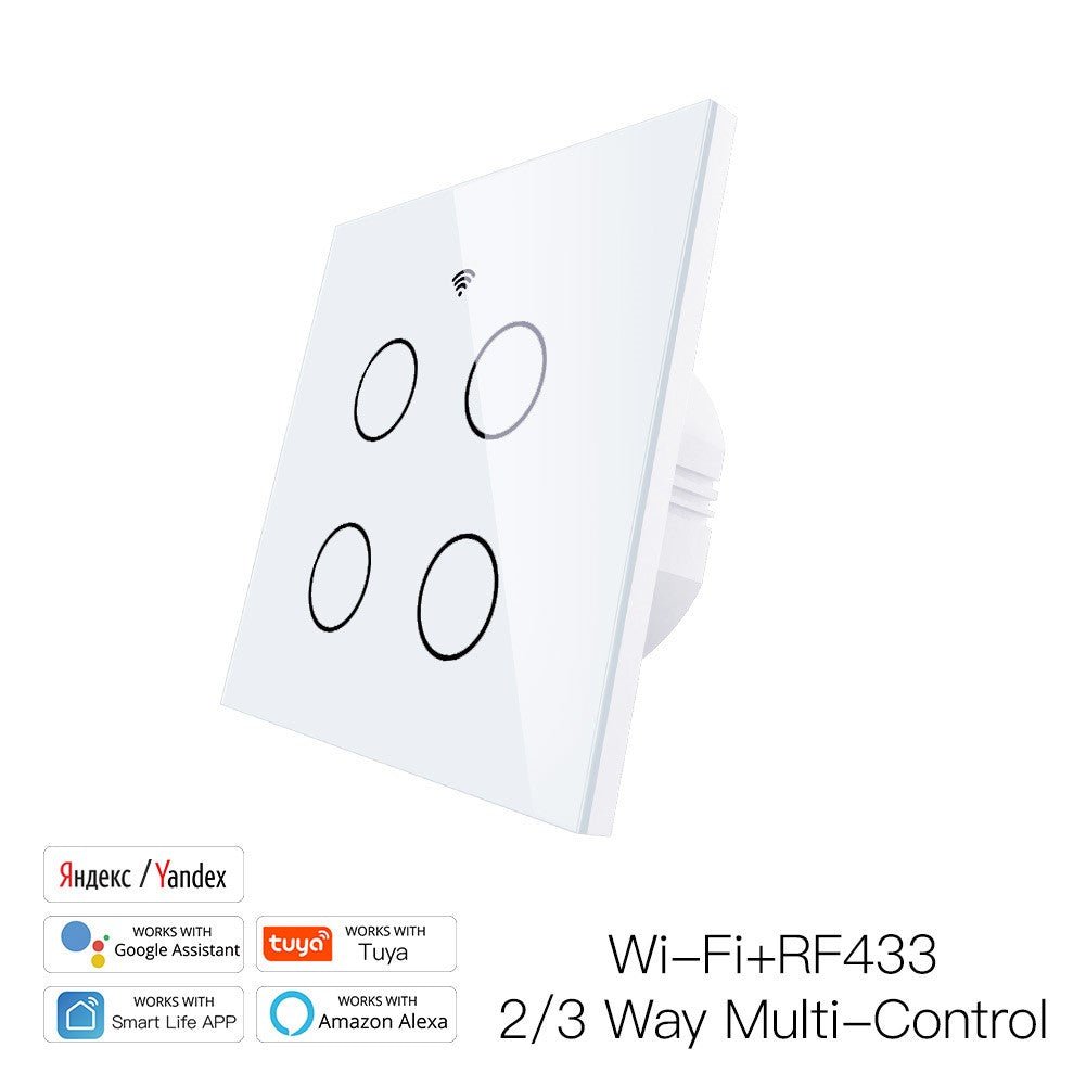 WiFi RF433 Smart Touch Switch 2/3 Way Smart Life/Tuya App Control,Alexa Google Home Voice Control 1 Gang EU - Moes