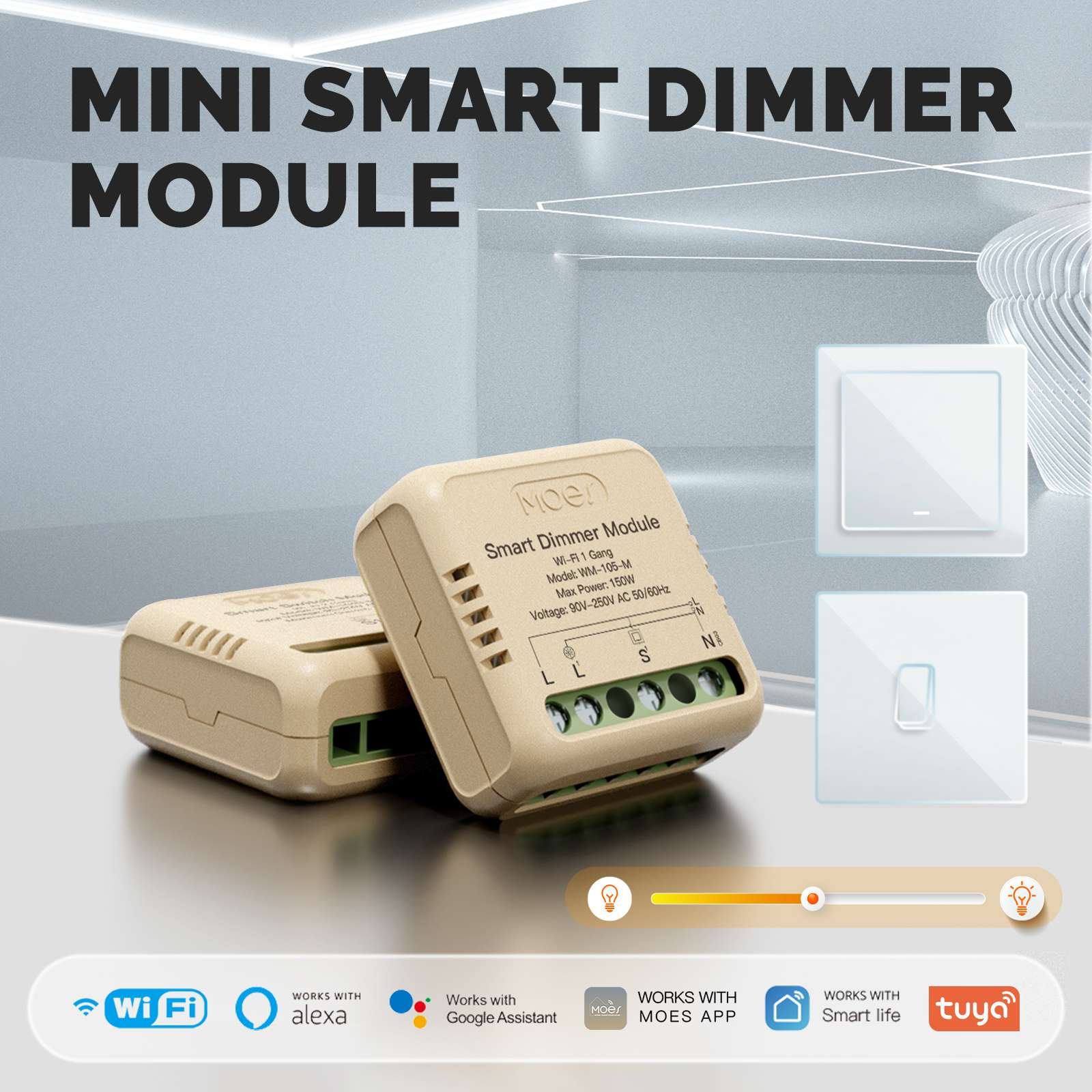 WiFi Smart Dimmer Switch Module Timer Diy Breaker 1/2 Gang