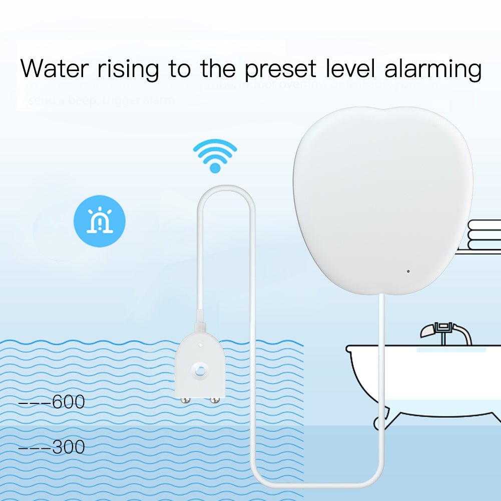 WiFi Smart Flood Sensor Home Alarm Water Leakage Detector Flood Notification Alert Overflow Security Alarm System Tuya/Smart Life App Wireless Remote Control - Moes