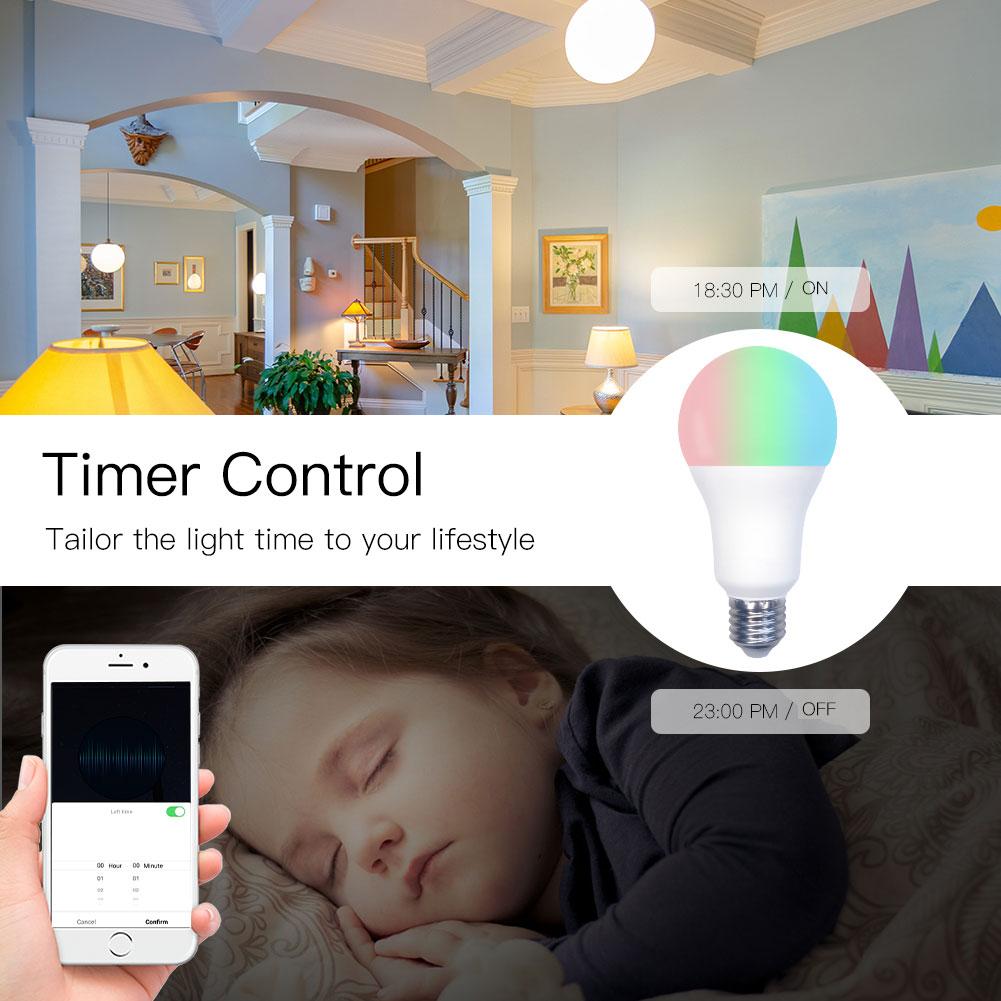 WiFi Smart LED Light Bulb Dimmable Lamp 14W,RGB C+W Smart Life Tuya App Music Rhythm E27 - Moes