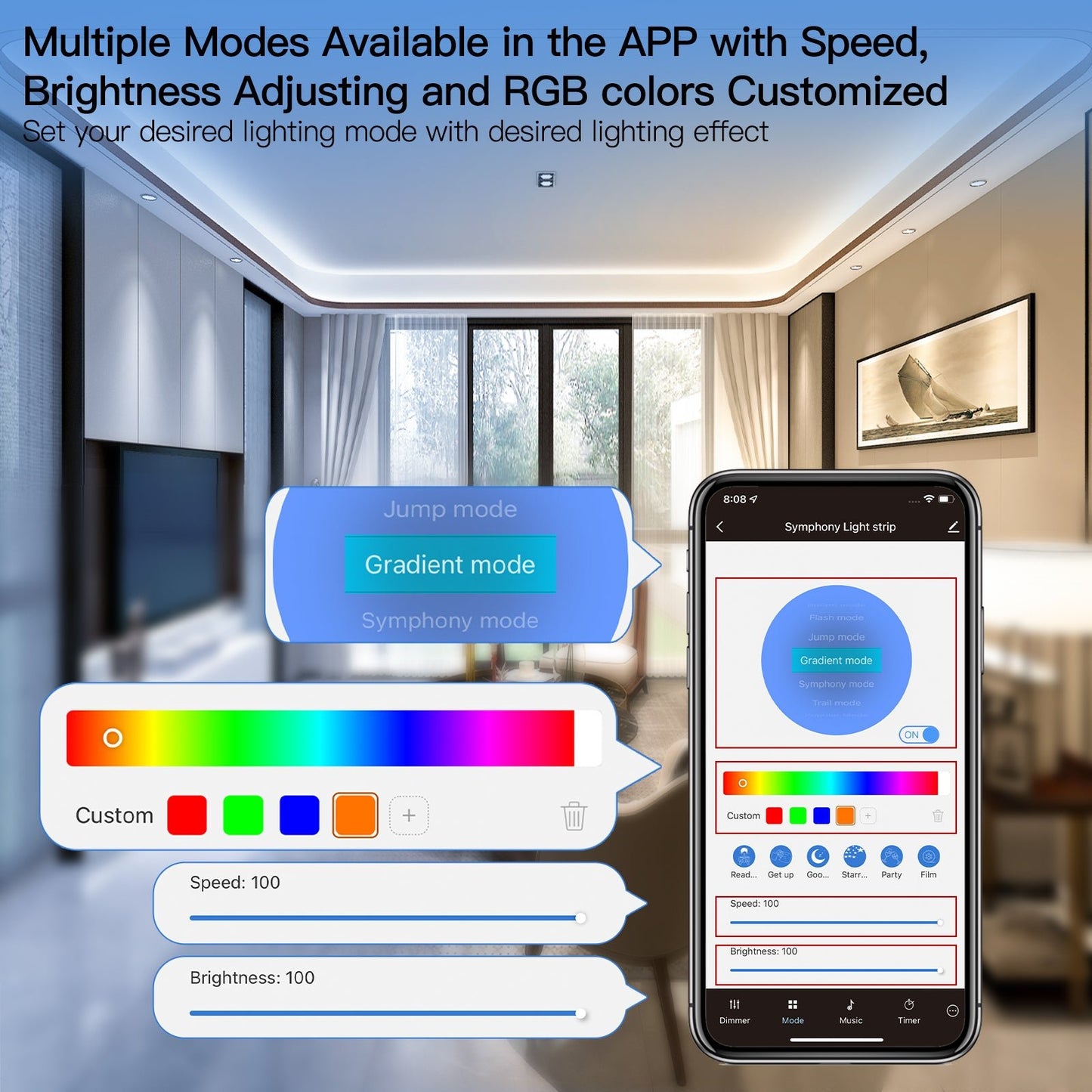 Set your desired lighting mode with desired lighting effect - MOES