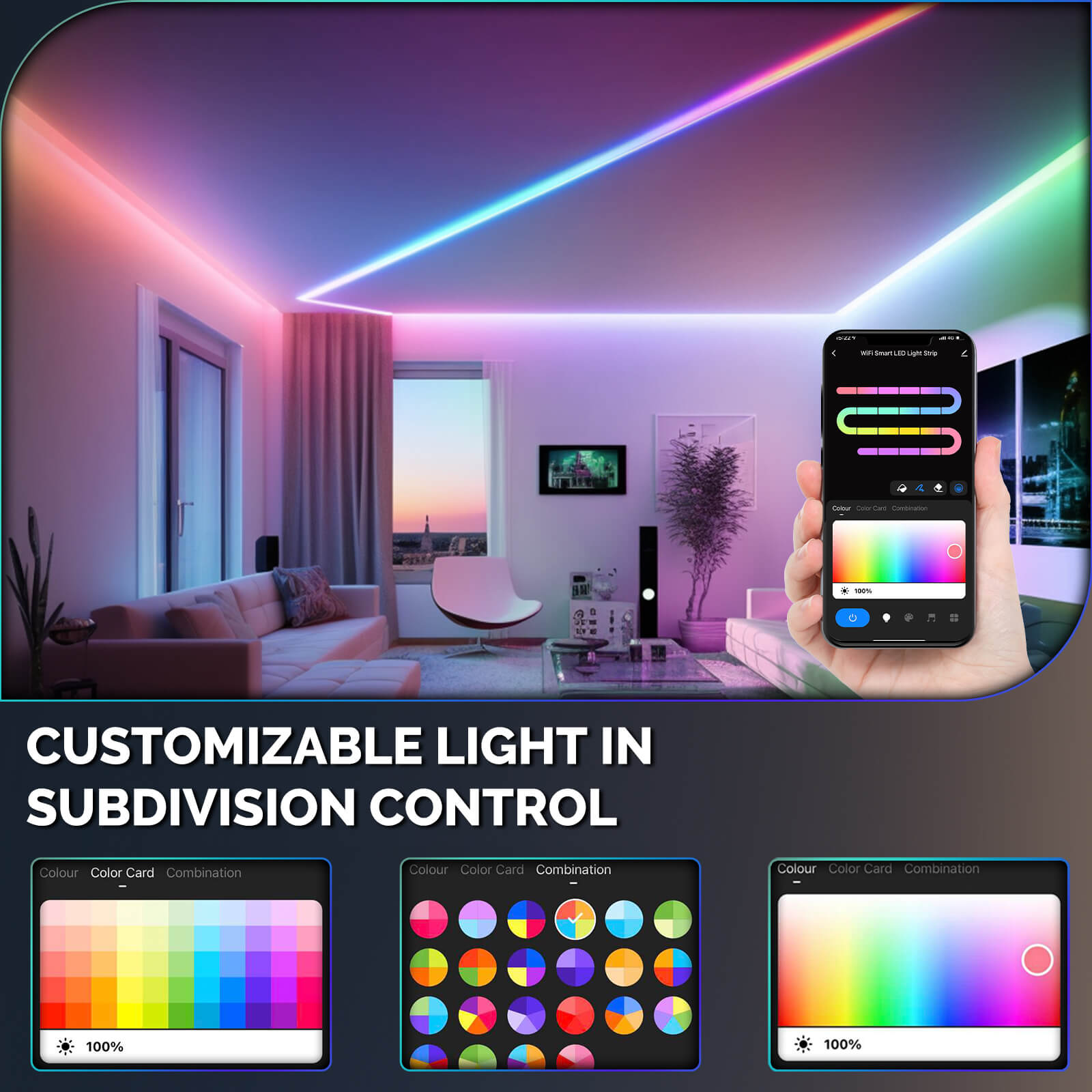 Wifi LED Neon Light Strip RGB Tape Lamp for TV Backlight Voice Control ...