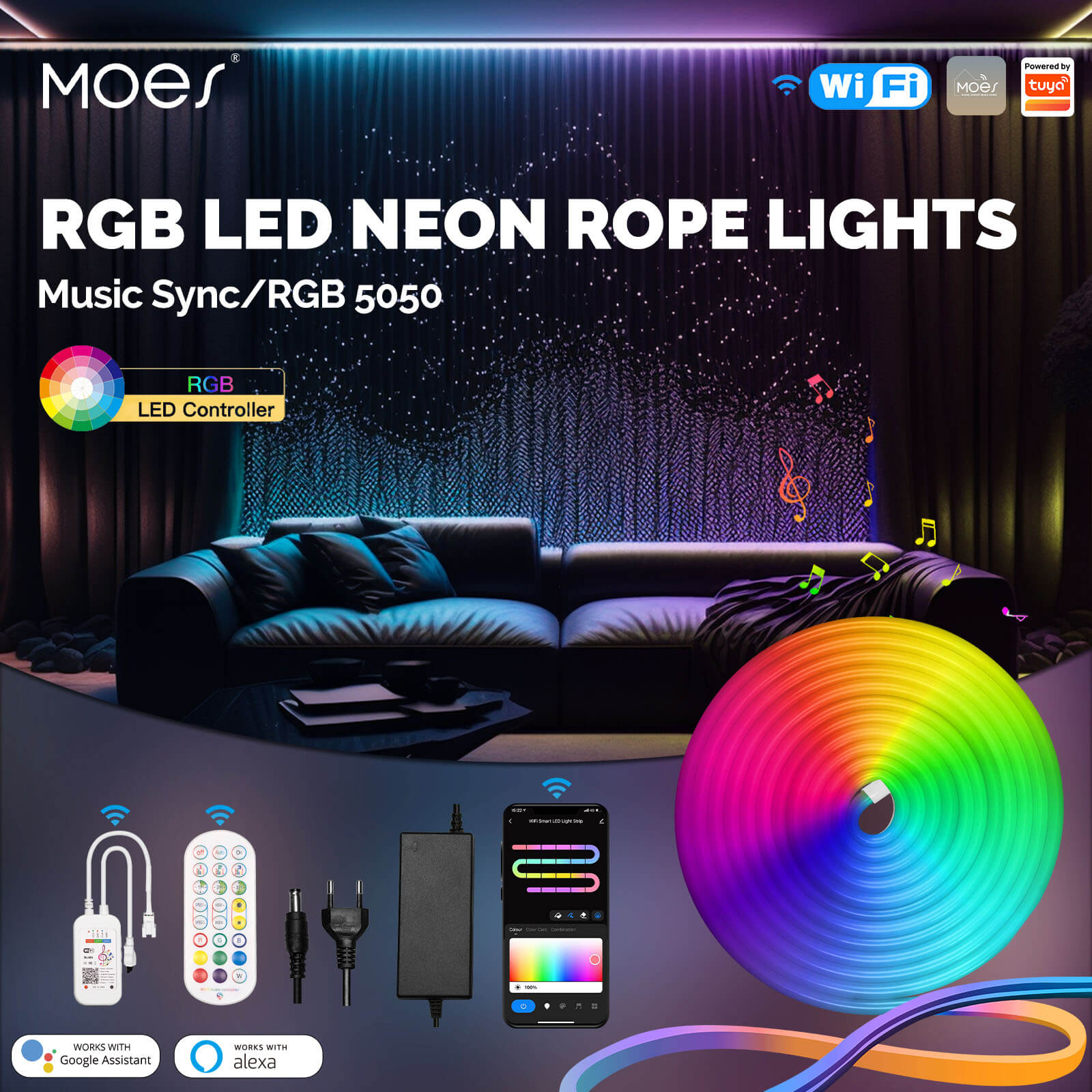 LETGOSPT LED Stripe LED Strip Warmweiss, Dimmbare Neon Led