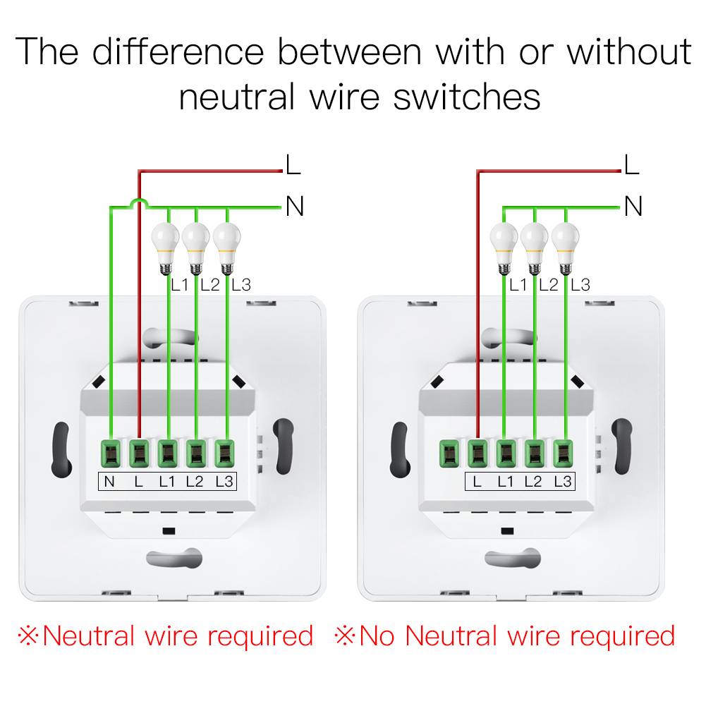 WiFi Smart Light Push Button Switch Neutral Wire Optional Capacitor required 220-240V EU - MOES