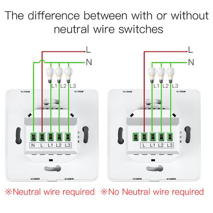 WiFi Smart Light Push Button Switch Neutral Wire Optional Capacitor required 220-240V EU - MOES