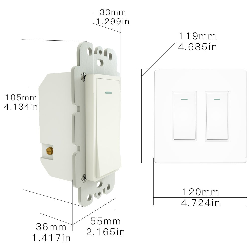 WiFi Smart Light Switch 2/3/4 Gang No Screw Panel - Moes