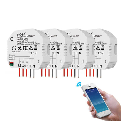 WiFi Smart Light Switch 3 4 Gang 1 2 Way Module Wireless Home Switch Modular - MOES
