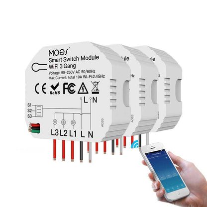 WiFi Smart Light Switch 3 4 Gang 1 2 Way Module Wireless Home Switch Modular - MOES