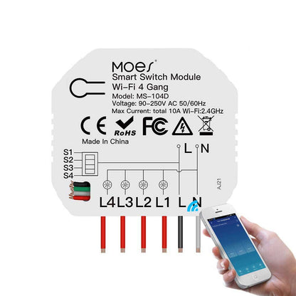 WiFi Smart Light Switch 3 4 Gang 1 2 Way Module Wireless Home Switch Modular - MOES
