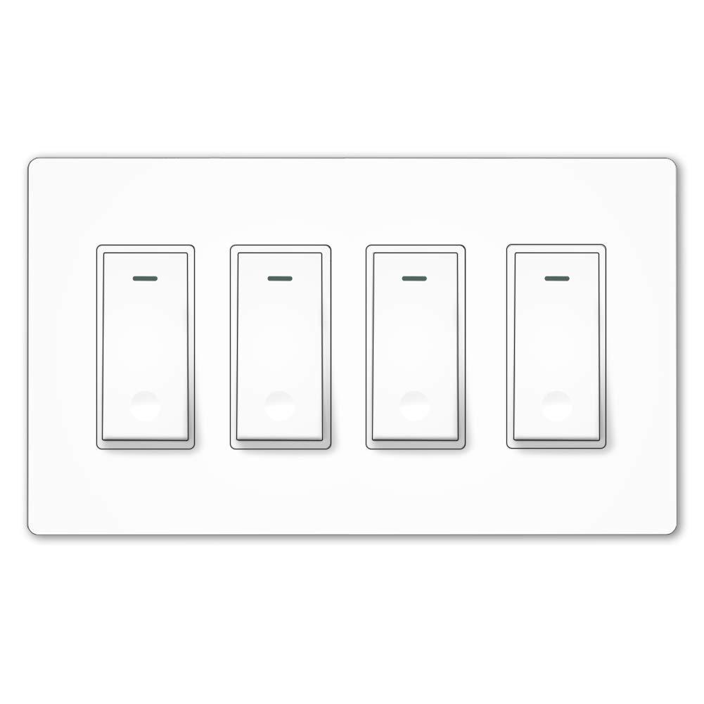 WiFi Smart Light Switch 4 Gang No Screw Panel - Moes