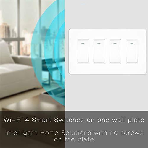 WiFi Smart Light Switch 4 Gang No Screw Panel - Moes