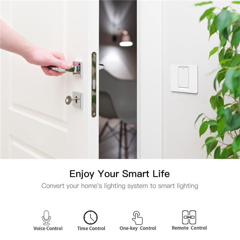 WiFi Smart Light Switch Push Button 2-way Multi-control 1 Gang EU UK Version Neutral Wire Required - Moes