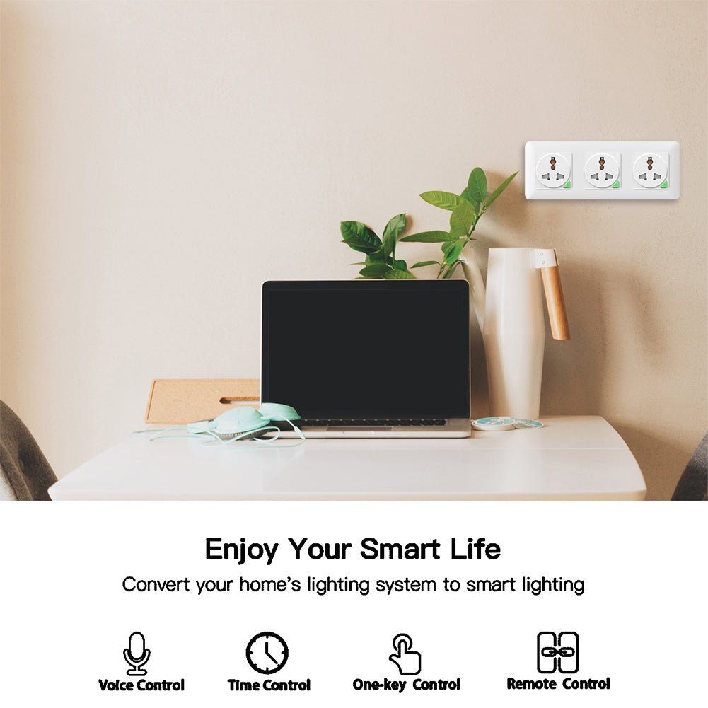 Indoor Wireless Electrical Outlet Plug With Programmable Remote