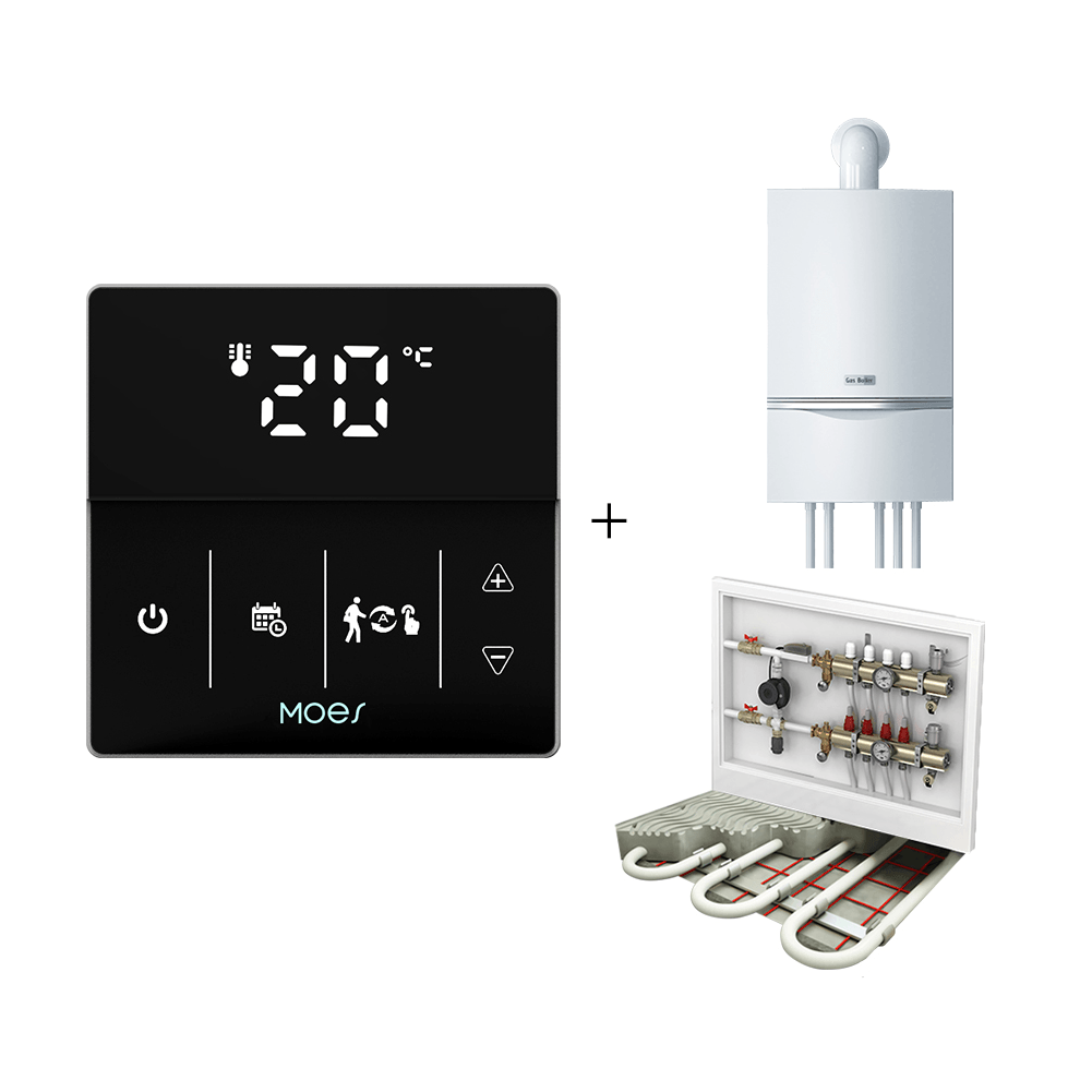 WiFi Smart Programmable Thermostat Electric Underfloor Heating Touch Screen Temperature Controller Logo Color Adjustable - MOES