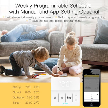 WiFi Smart Programmable Thermostat Gas Boiler Water Electric Underfloor Heating Touch Screen Temperature Controller Logo Color Adjustable - Moes