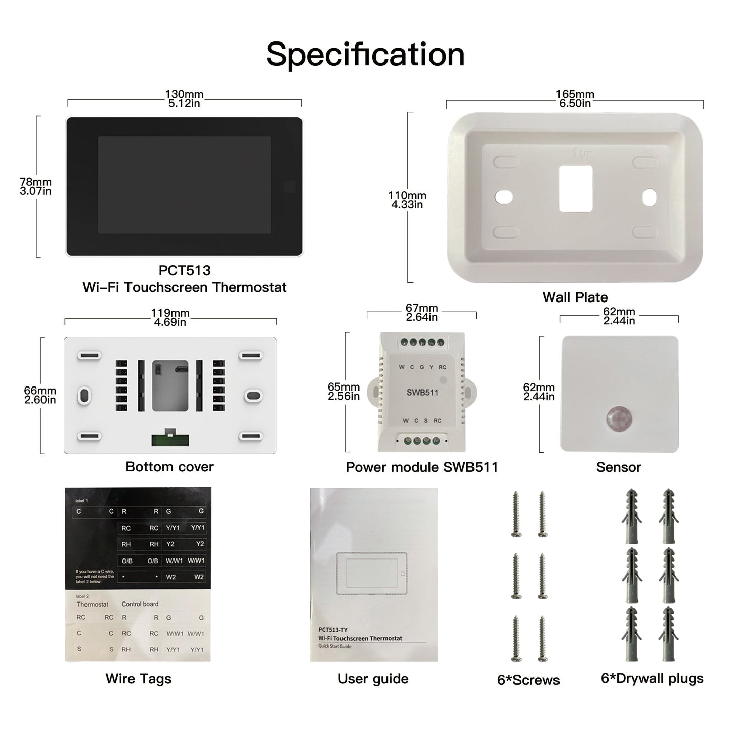 WiFi Smart Programmable Touchscreen Home Thermostat 7 Day/4 Periods Timer with Zone Remote Sensor, Compatible with Alexa and Google Assistant C-wire Required 24VAC - Moes