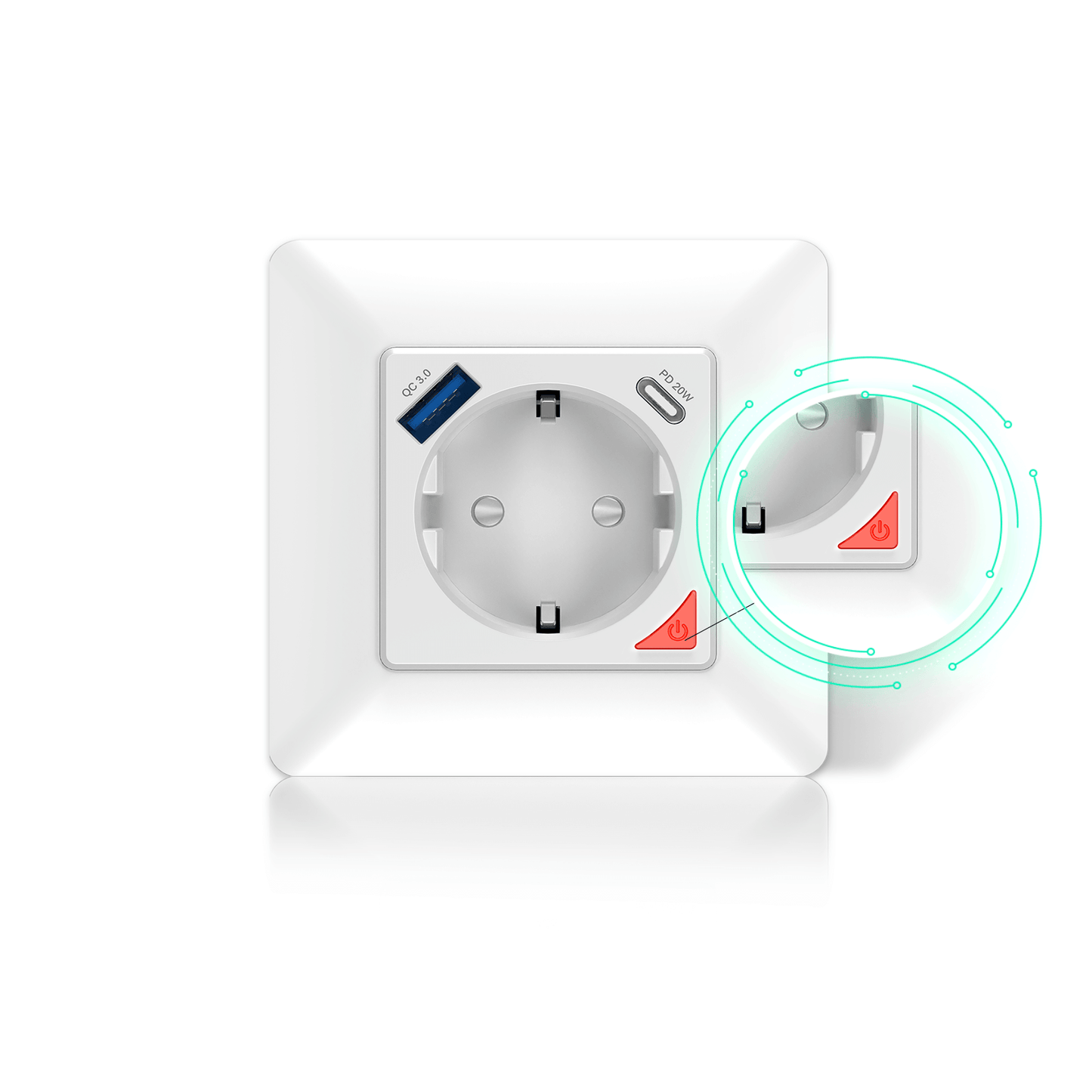 WiFi Smart Socket 16A Power Socket Fast Charge USB Type-C - MOES