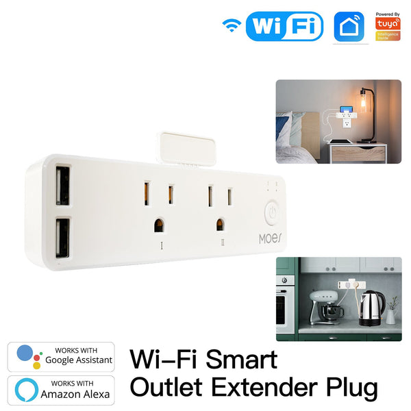 Double Socket WiFi Extender|Smart Multi Plug Shelf With USB Port – MOES