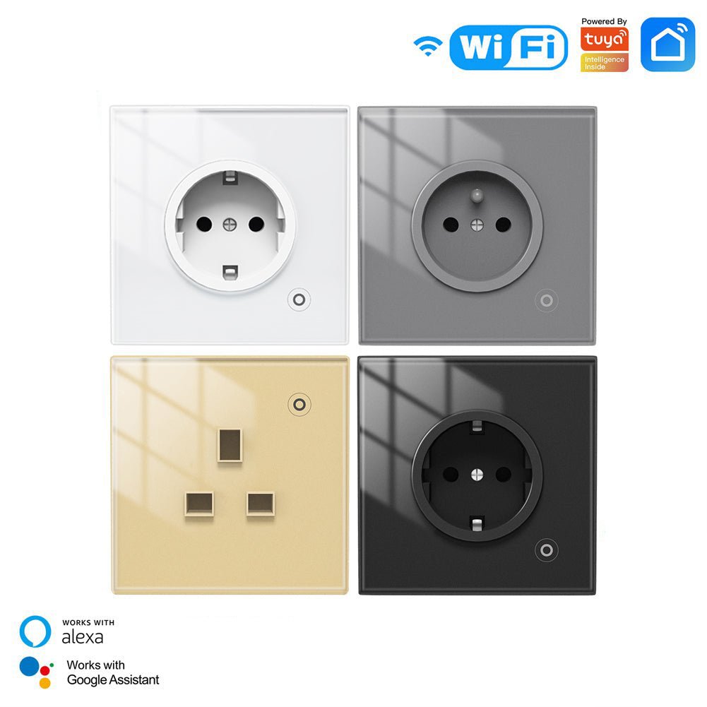 WiFi Smart Wall Socket Glass Panel Outlet Power Monitor Touch Plug Relay Status Light Mode Adjustable EU - MOES