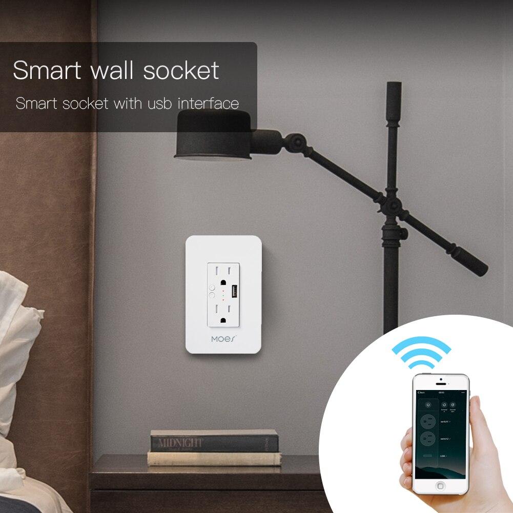 WiFi Smart Wall Socket with USB 2 Plug Outlets - Moes