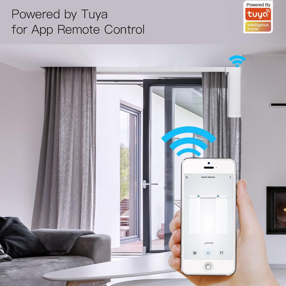 WiFi Smart Electric Motorized Splicing Curtain Tracks System,Tuya Curtain Motor with DIY Track RF Remote Smart Life Tuya APP Control Voice Control With Alexa Google Home - Moes