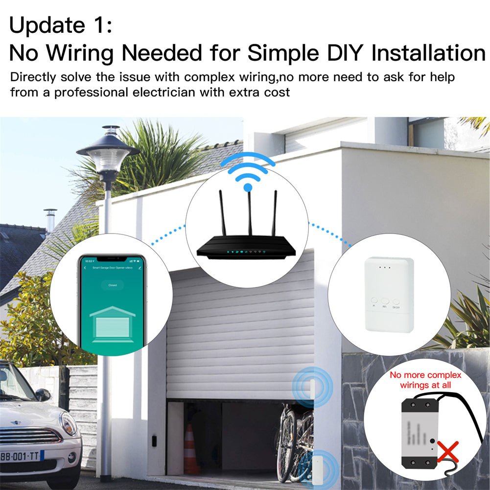 WiFi Tuya Garage Door Controller Smart Door Sensor Opener Kit No Wiring Wireless Smart Life APP Control Wide Compatibility Voice Control via Alexa Google Home - Moes