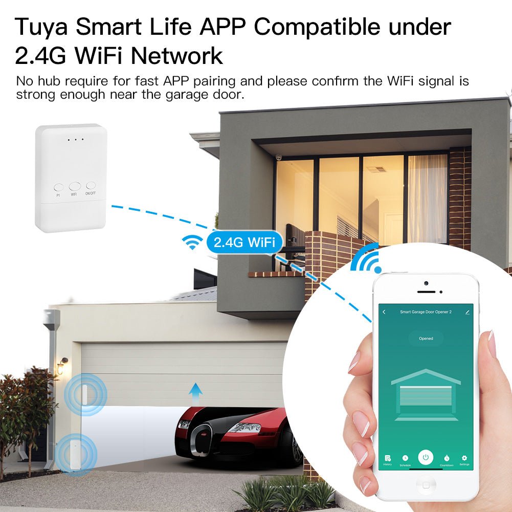 WiFi Tuya Smart Garage Door Controller Door Sensor Opener Kit No Wiring