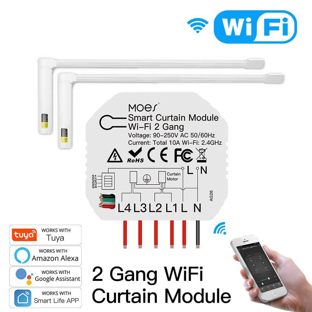 2 Gang wifi curtain module - MOES