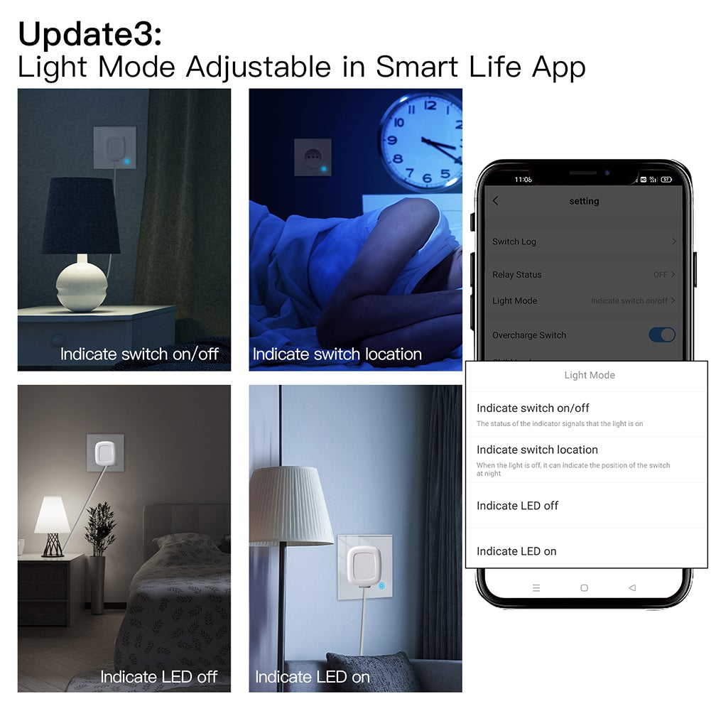 WiFi Tuya Smart Wall Socket Glass Panel Outlet Power Monitor Touch Plug Relay Status Light Mode Adjustable Smart Life App Alexa - Moes